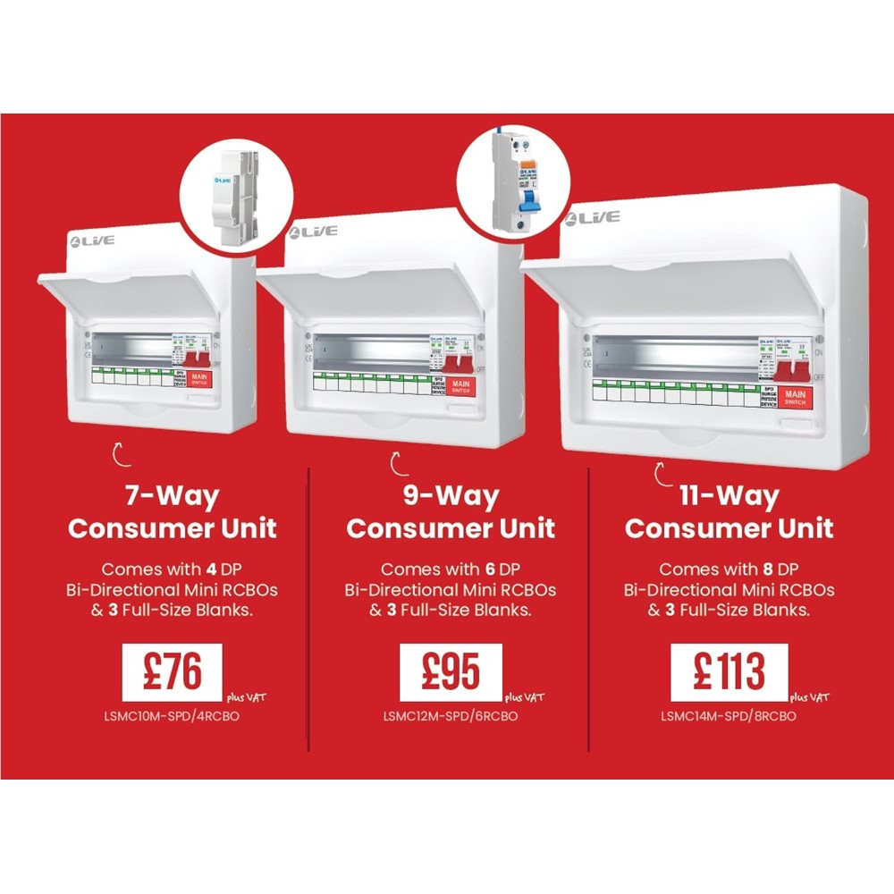 Live 7way SPD Consumer Unit  C/W 4 RCBO & 3 Blanks