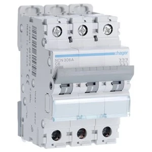 Hager NCN306A MCB TP Type C 6A 10kA